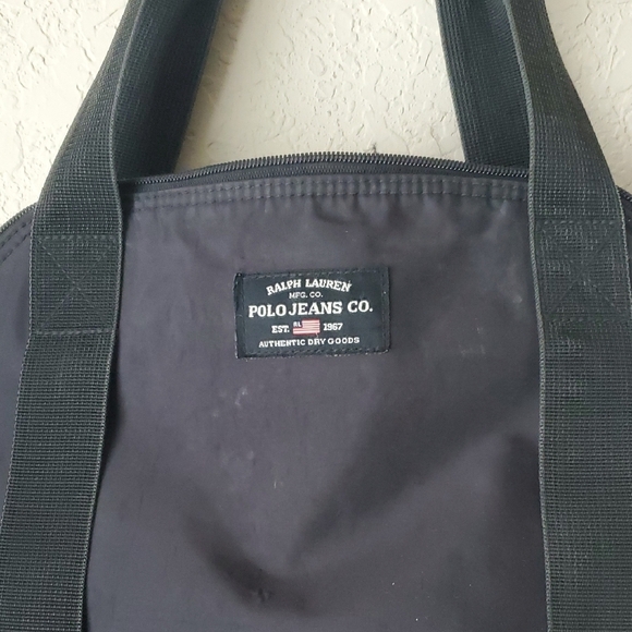 Y2K VTG Black Polo Jeans Co. nylon bag - Picture 2 of 9